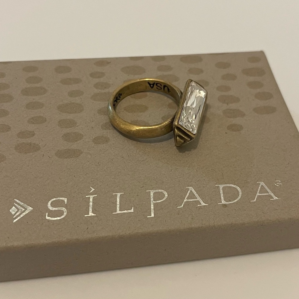 Silpada Two-Tone Ring with Clear Gem